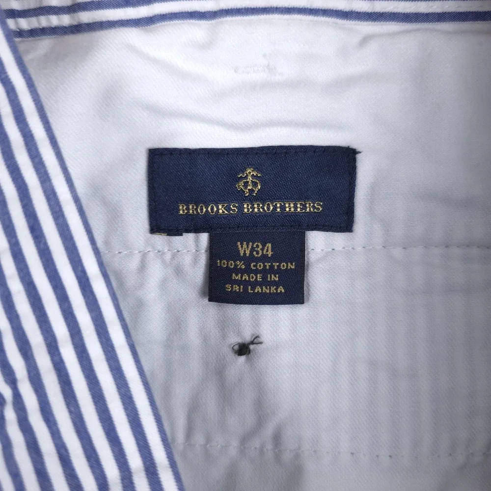 Brooks Brothers Seersucker Shorts Mens 34 (Fits 33x11) Blue White Striped Preppy